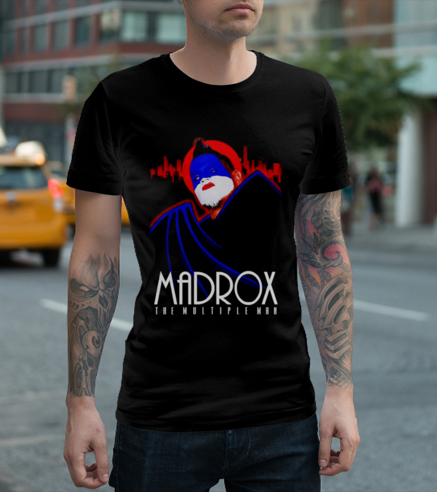 Madrox The Multiple Man City Skyline Red Blue Face Paint T-Shirt