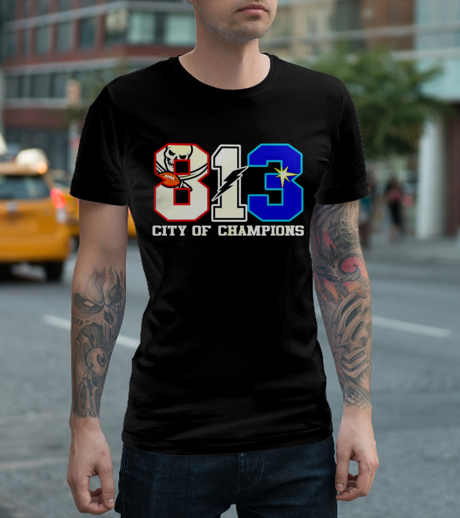 Tampa Bay 813 City Of Champions Buccaneers Lightning Rays T-Shirt