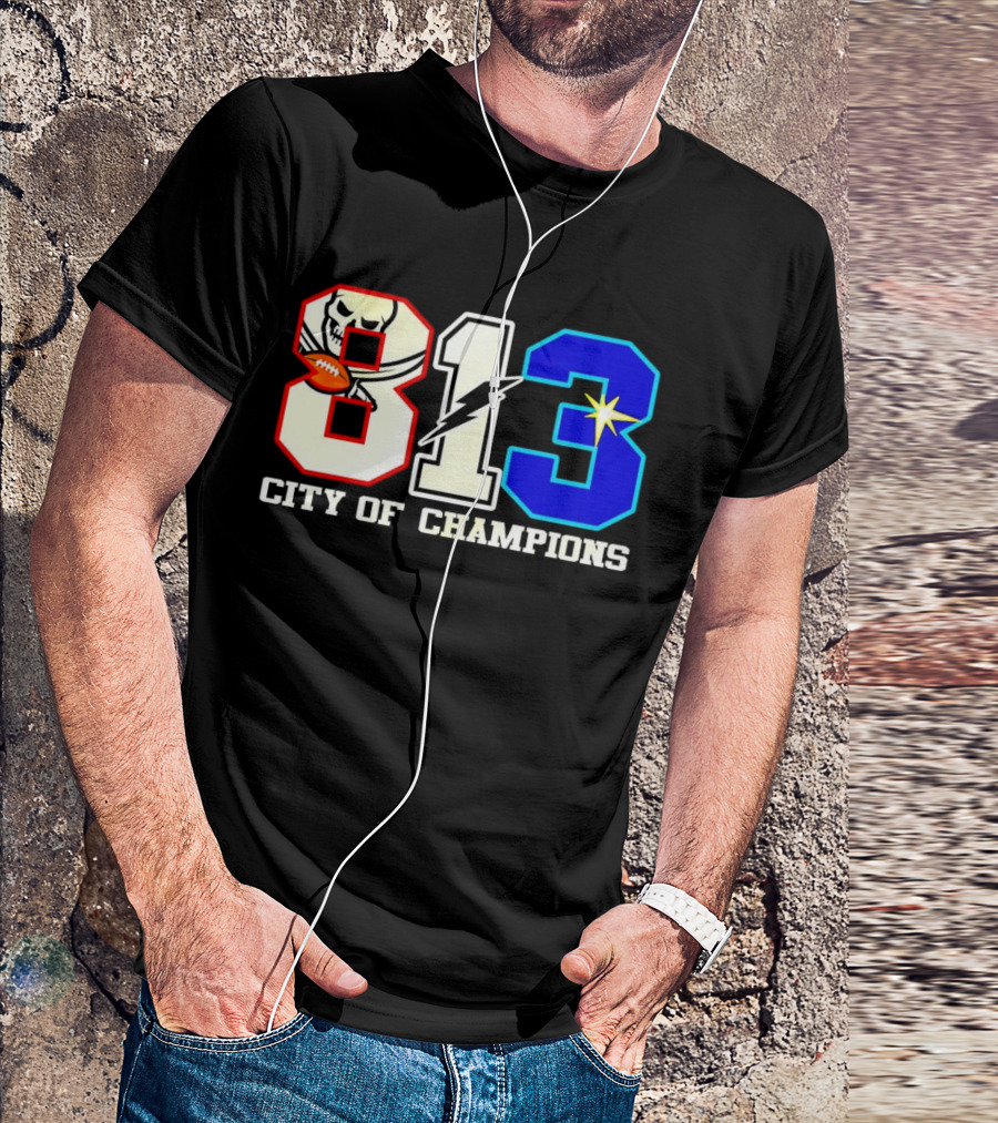 Tampa Bay 813 City Of Champions Buccaneers Lightning Rays T-Shirt