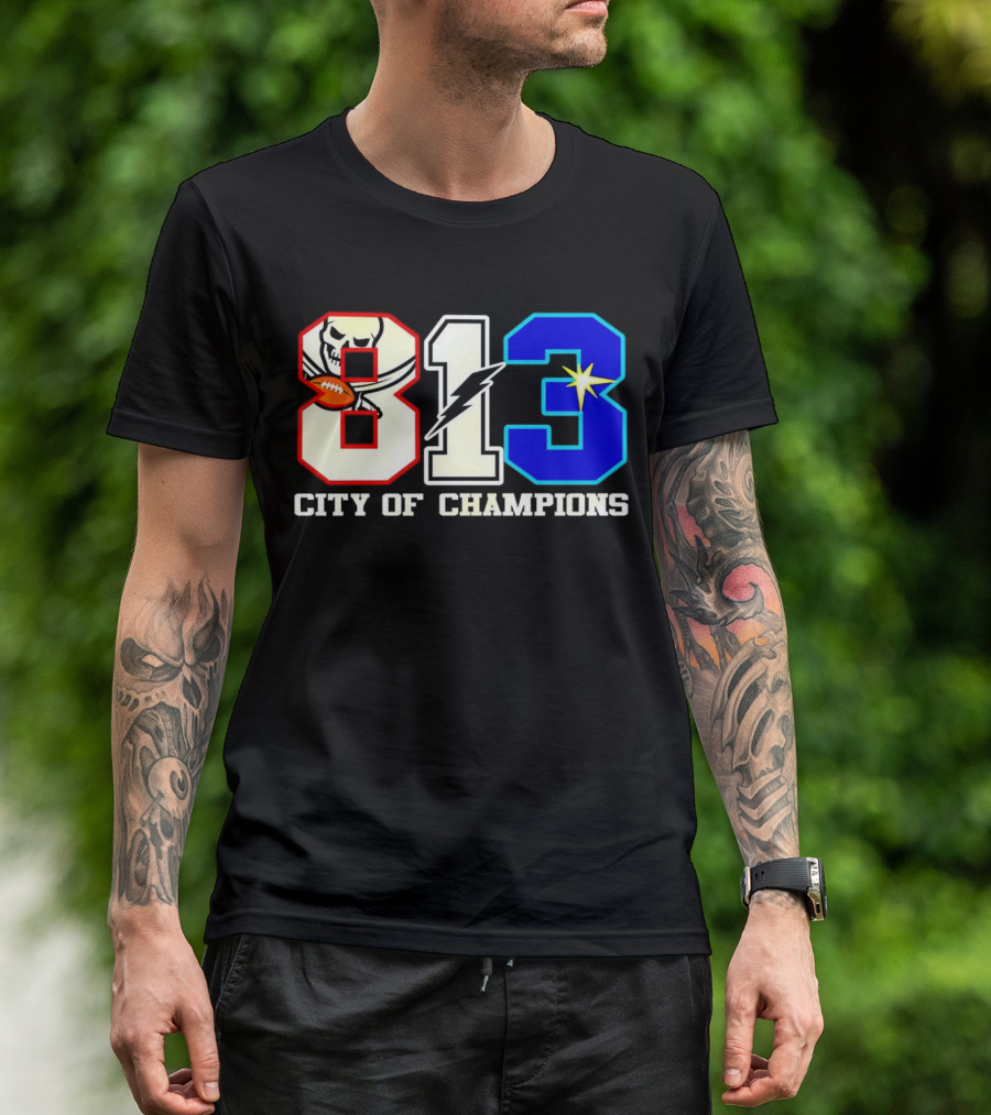 Tampa Bay 813 City Of Champions Buccaneers Lightning Rays T-Shirt