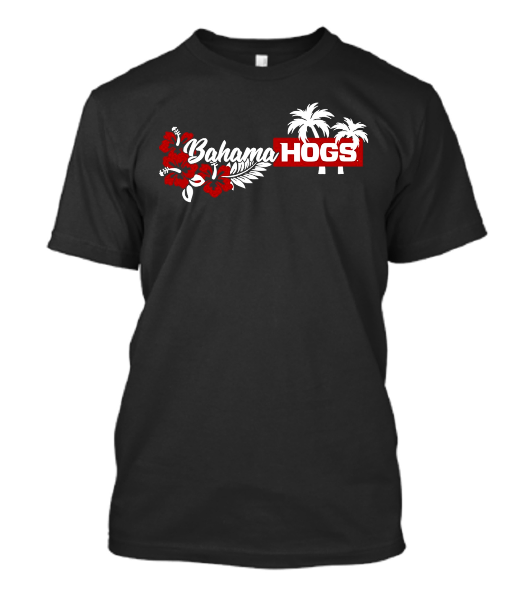 Arkansas Razorbacks Bahama Hogs Tropical Palm Red Flower T-Shirt