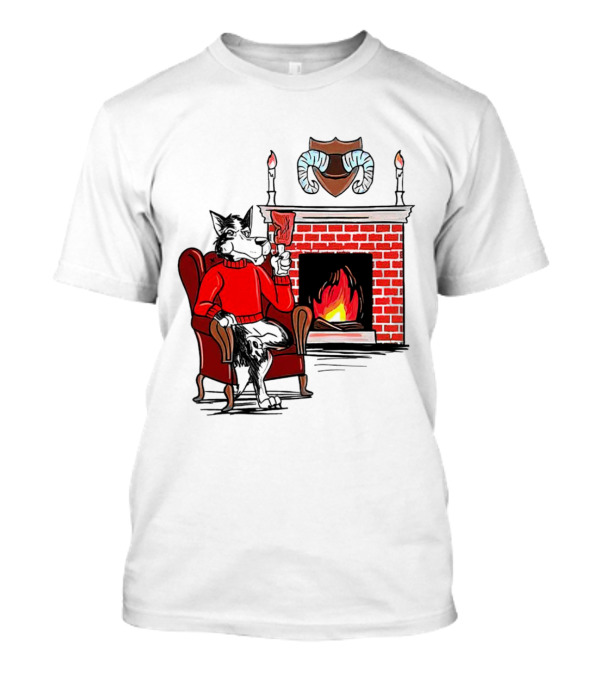NC State Wolfpack Cozy Fireplace Christmas Scene Sweater Wolf T-Shirt