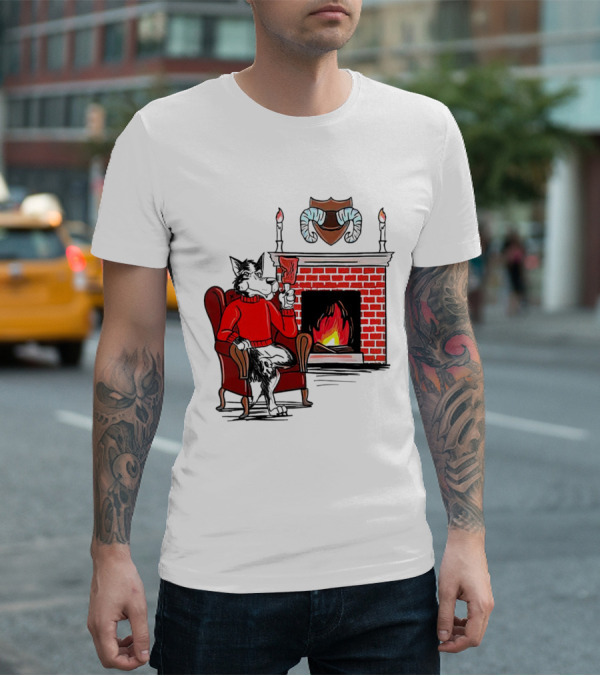 NC State Wolfpack Cozy Fireplace Christmas Scene Sweater Wolf T-Shirt