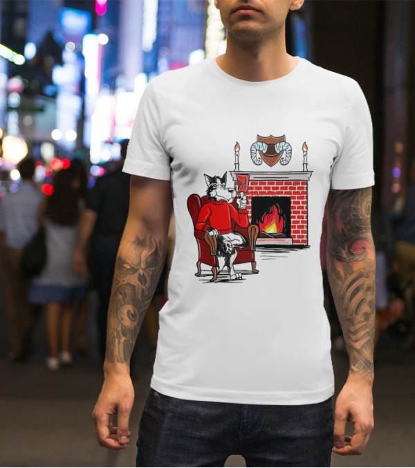 NC State Wolfpack Cozy Fireplace Christmas Scene Sweater Wolf T-Shirt