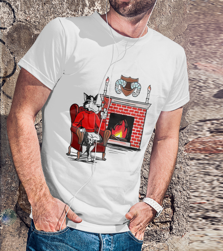 NC State Wolfpack Cozy Fireplace Christmas Scene Sweater Wolf T-Shirt