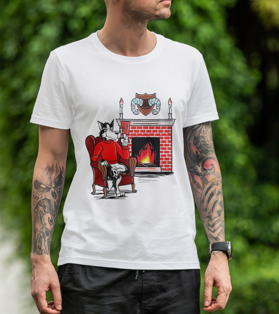 NC State Wolfpack Cozy Fireplace Christmas Scene Sweater Wolf T-Shirt