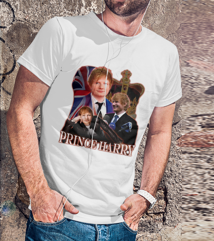 Prince Harry Ed Sheeran Union Jack Crown T-Shirt