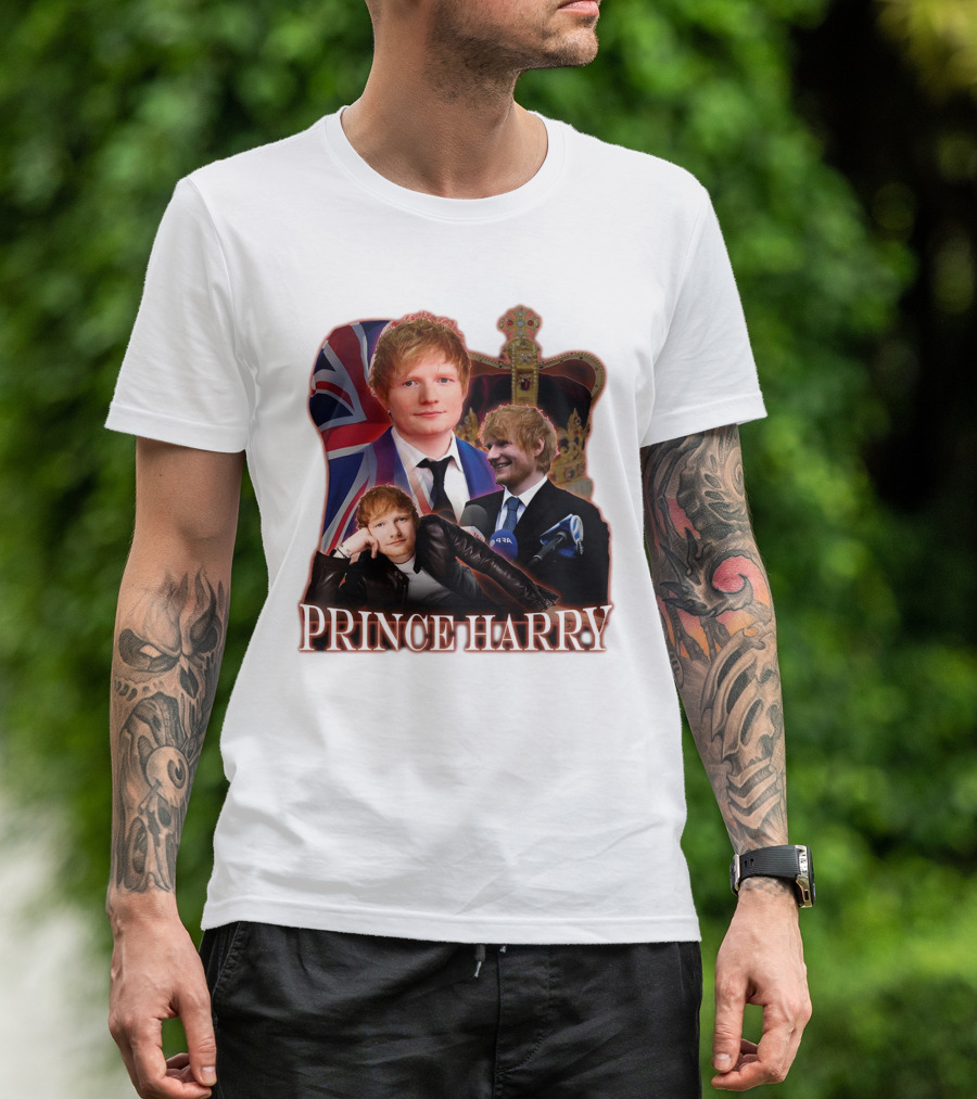 Prince Harry Ed Sheeran Union Jack Crown T-Shirt