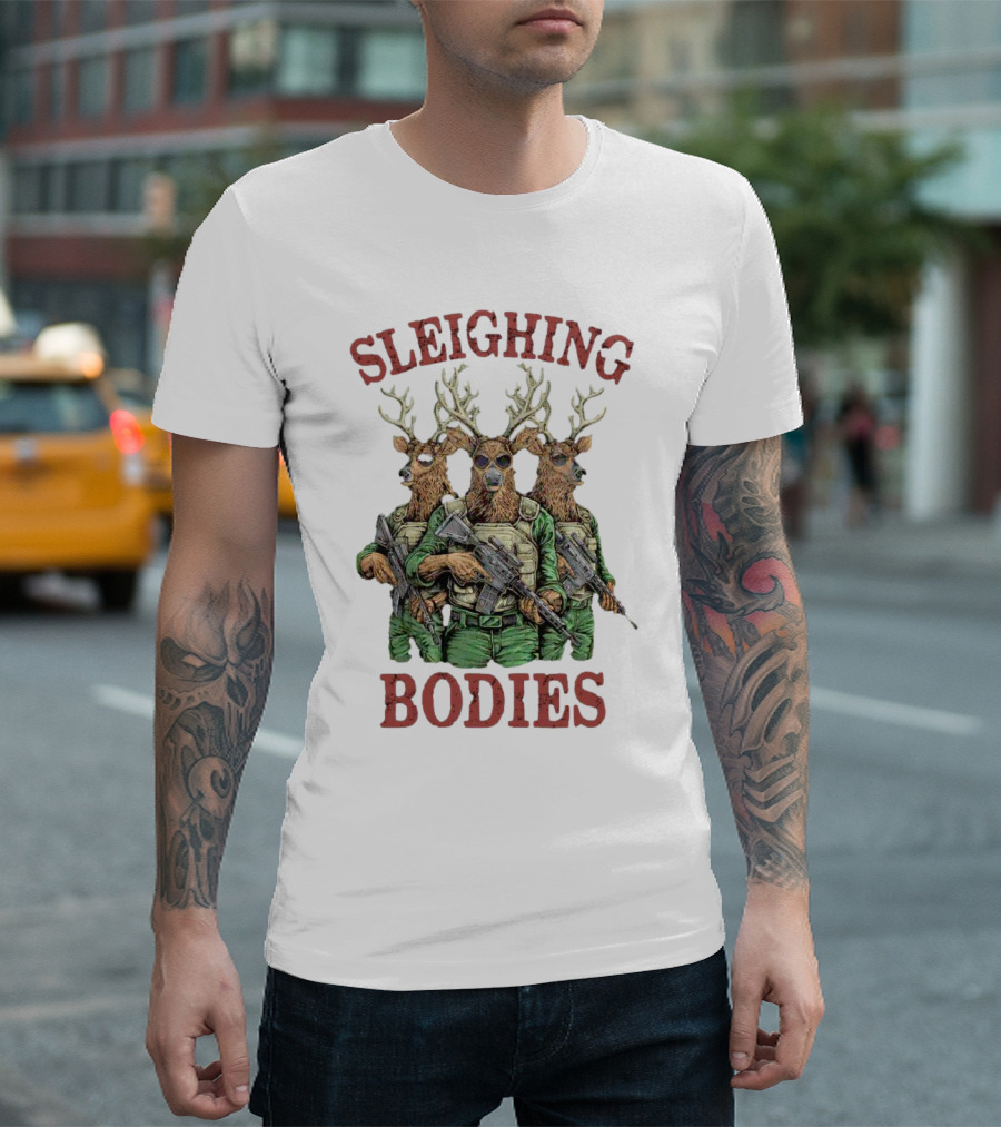 Sleighing Bodies Reindeer Soldiers T-Shirt