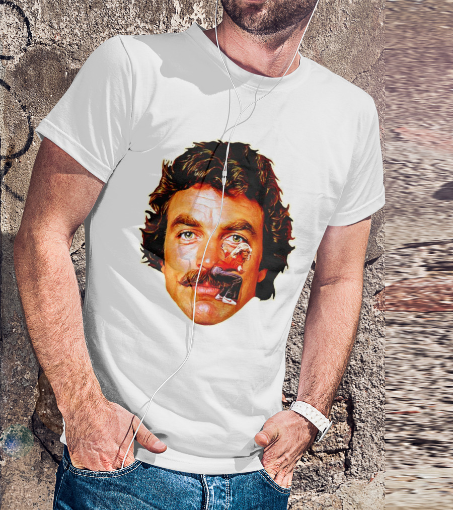 Tom Selleck Mustache Ride Head Portrait With Man T-Shirt