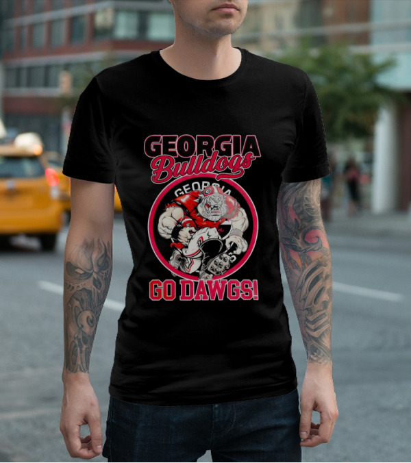 Georgia Bulldogs Go Dawgs UGA Aggressive Mascot T-Shirt