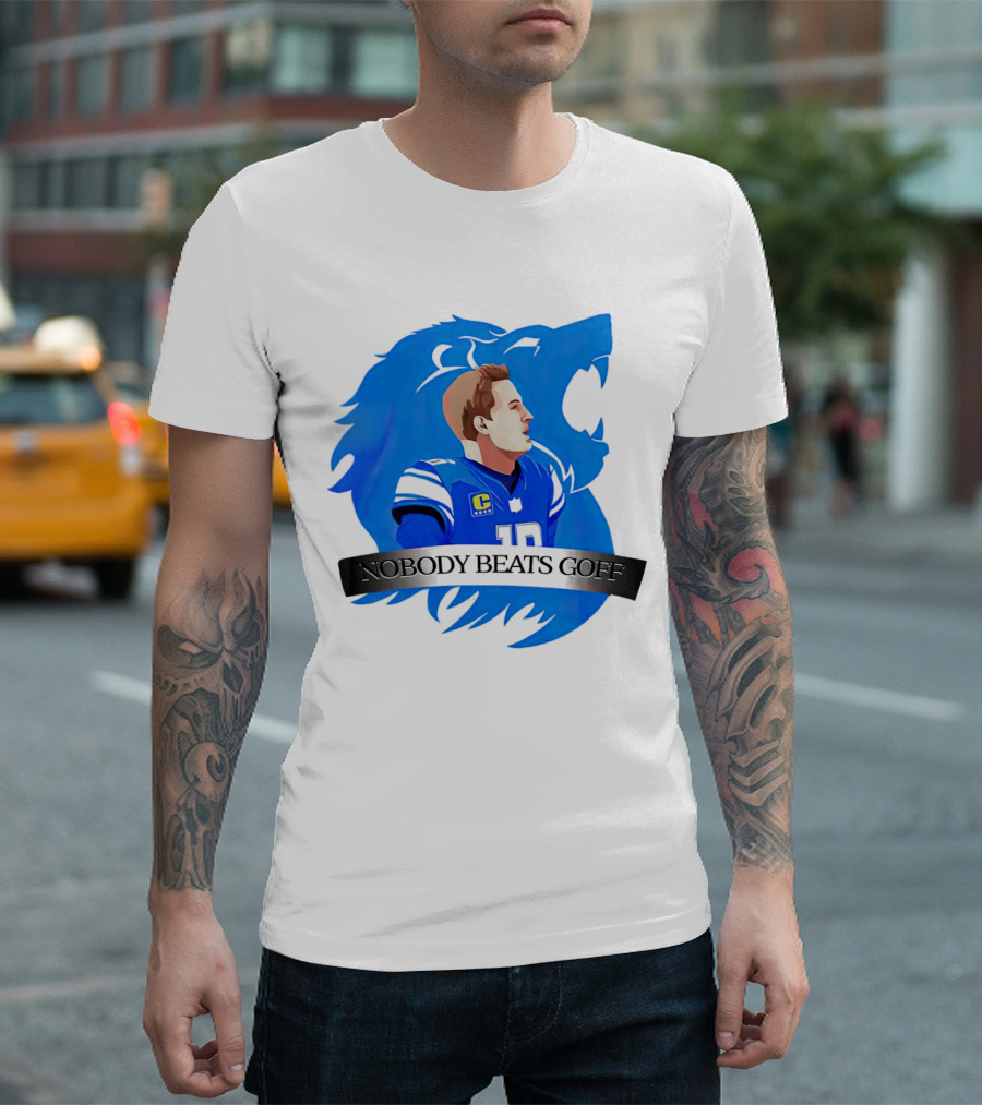 That’s Good Sports Nobody Beats Goff Blue Lion Football Player T-Shirt