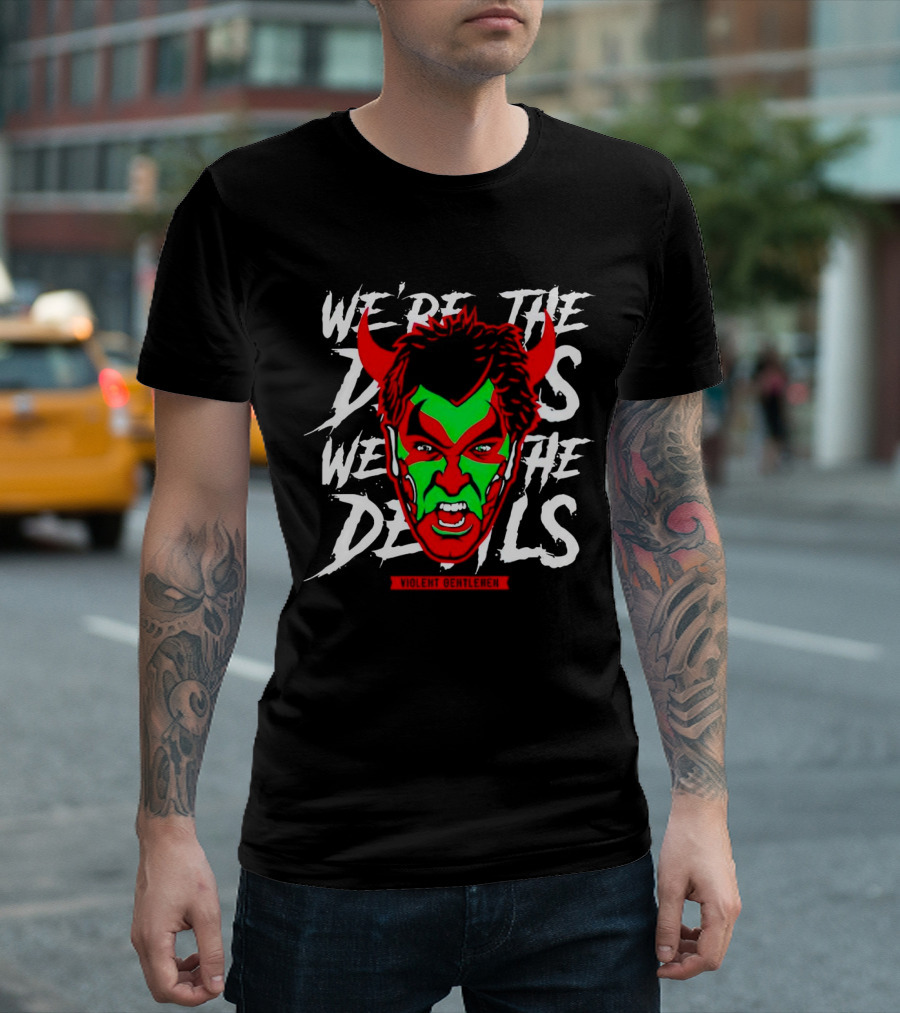 Violent Gentlemen We're the Devils Masked Face with Horns T-Shirt