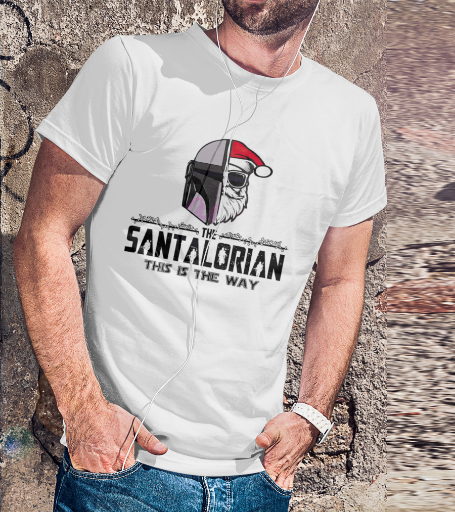 The Santalorian This Is The Way Santa Claus Christmas Helmet Santa Hat T-Shirt
