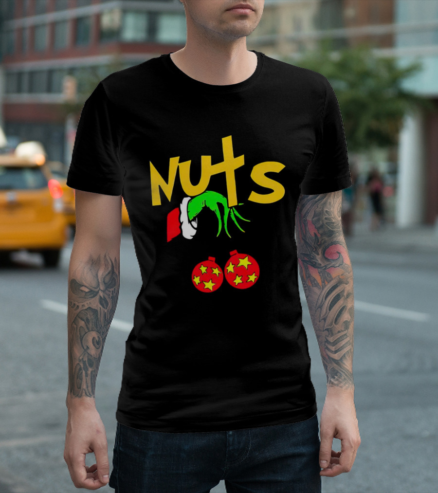 Grinch Nuts Bauble Christmas Santa Hat Holiday Humor T-Shirt