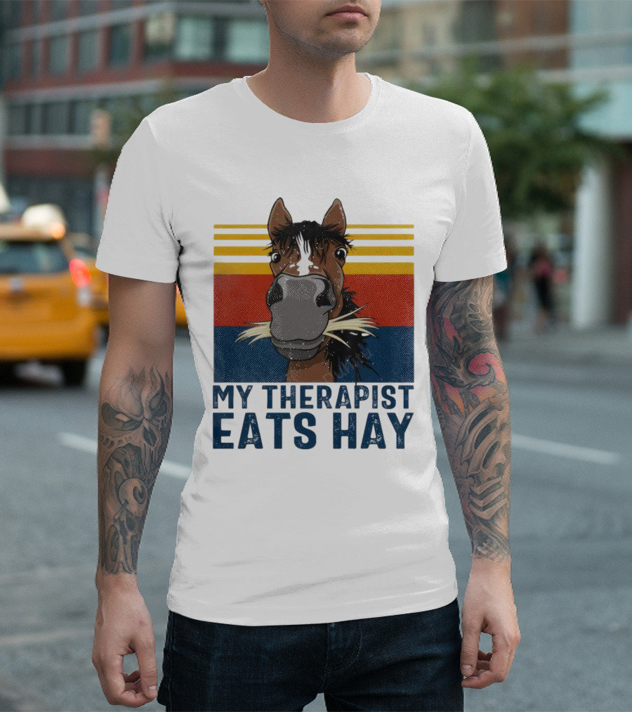 My Therapist Eats Hay Horse Vintage T-Shirt
