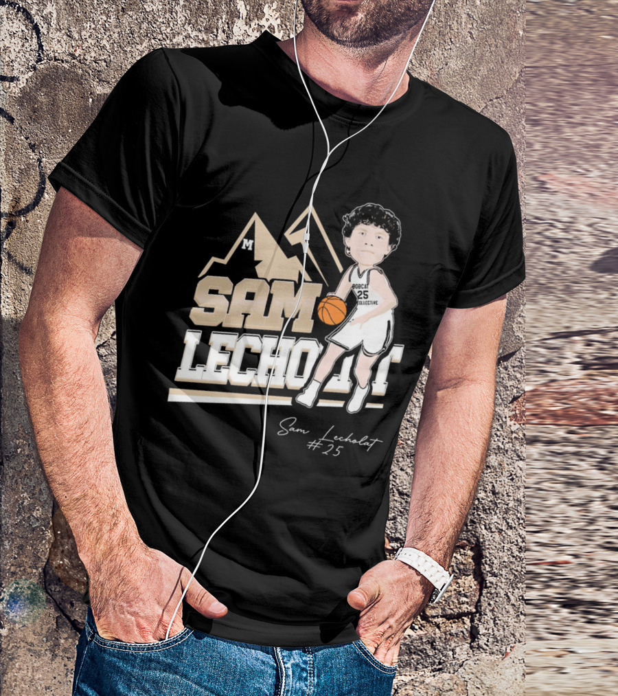 Sam Lecholat Montana State Bobcats Collective #25 Signature Basketball Player M T-Shirt
