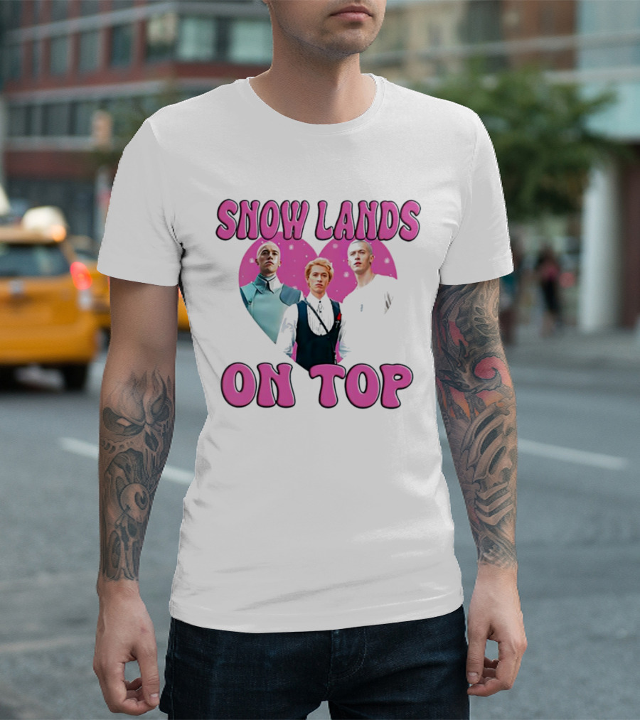 Snow Lands on Top Pink Heart Trio T-Shirt