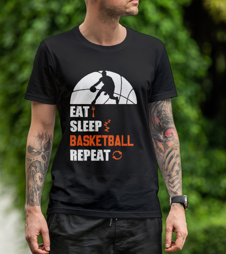 Eat Sleep Basketball Repeat Player Silhouette Ball T-Shirt