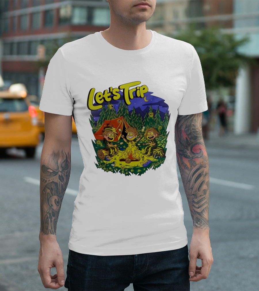 Let's Trip Around Campfire Cartoon Adventure T-Shirt
