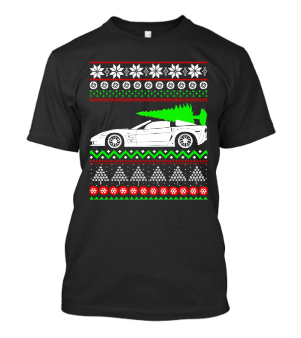 Corvette C6 Ugly Christmas Sweater Car And Tree T-Shirt