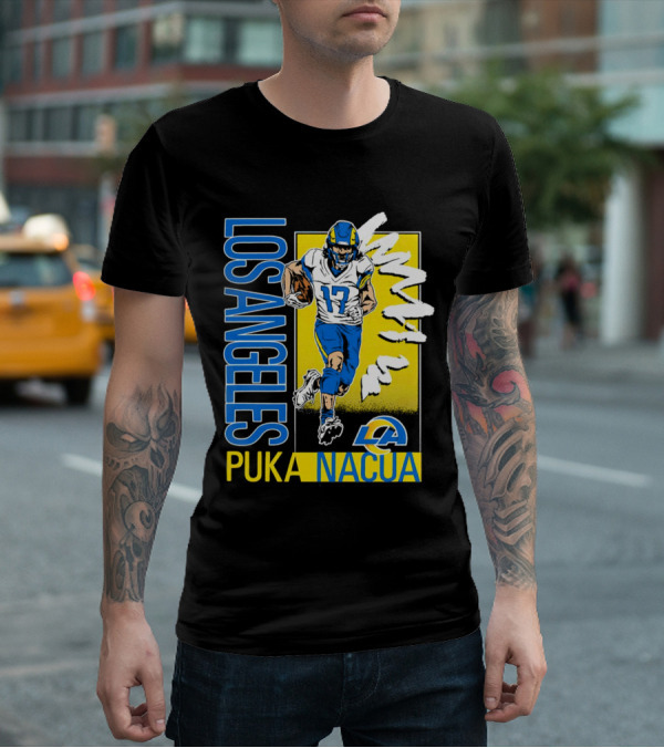 Los Angeles Puka Nacua Rams 17 Player Caricature T-Shirt