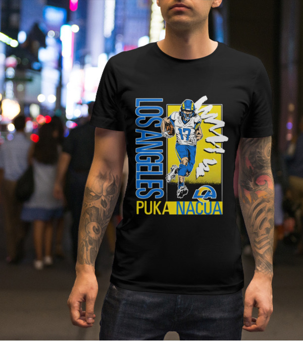 Los Angeles Puka Nacua Rams 17 Player Caricature T-Shirt
