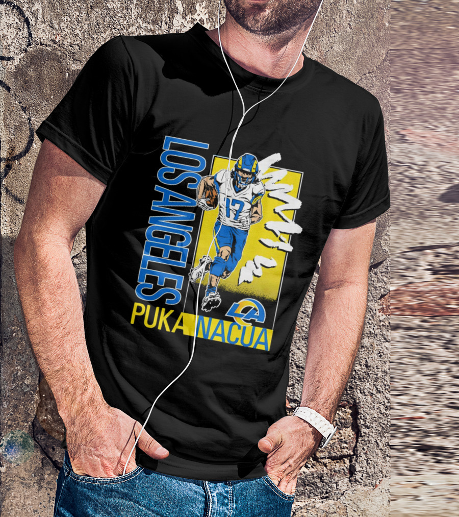 Los Angeles Puka Nacua Rams 17 Player Caricature T-Shirt