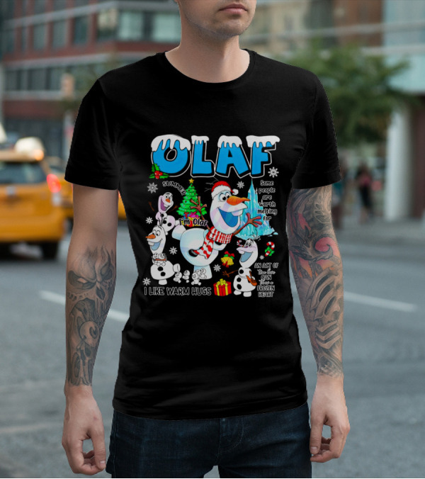 OLAF Summer I'm Olaf I Like Warm Hugs Christmas Santa Hat Some People Are Worth Melting For T-Shirt