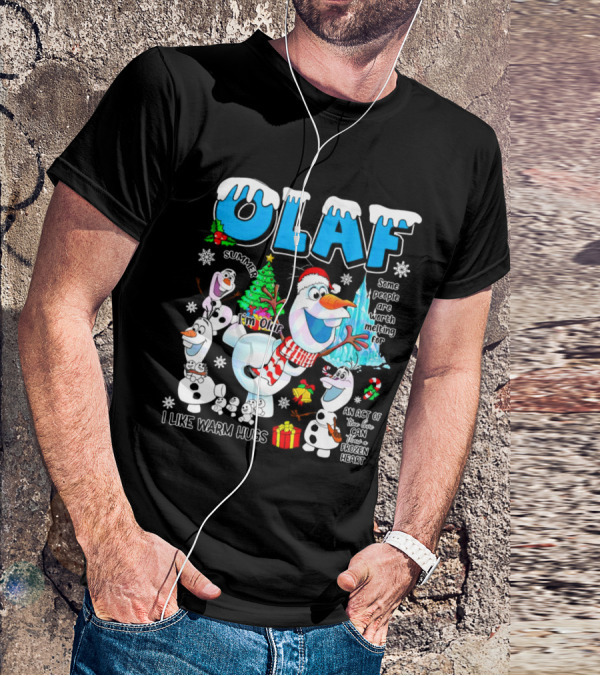 OLAF Summer I'm Olaf I Like Warm Hugs Christmas Santa Hat Some People Are Worth Melting For T-Shirt
