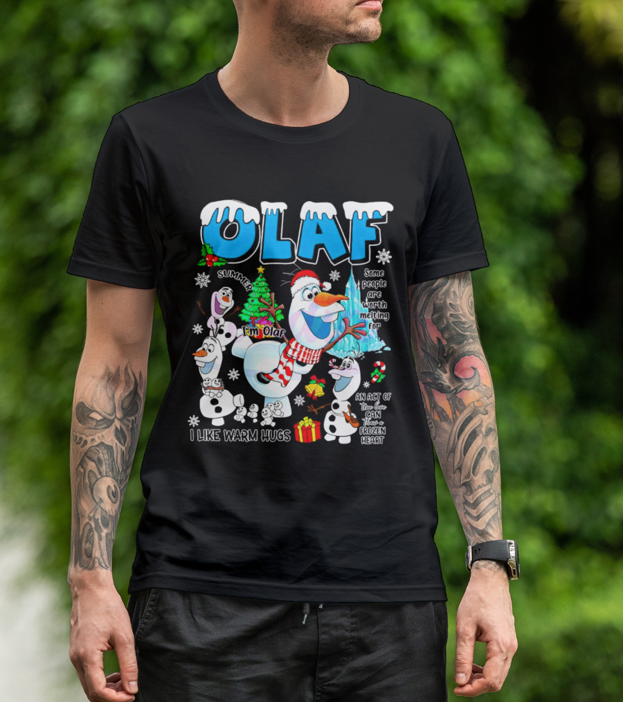 OLAF Summer I'm Olaf I Like Warm Hugs Christmas Santa Hat Some People Are Worth Melting For T-Shirt