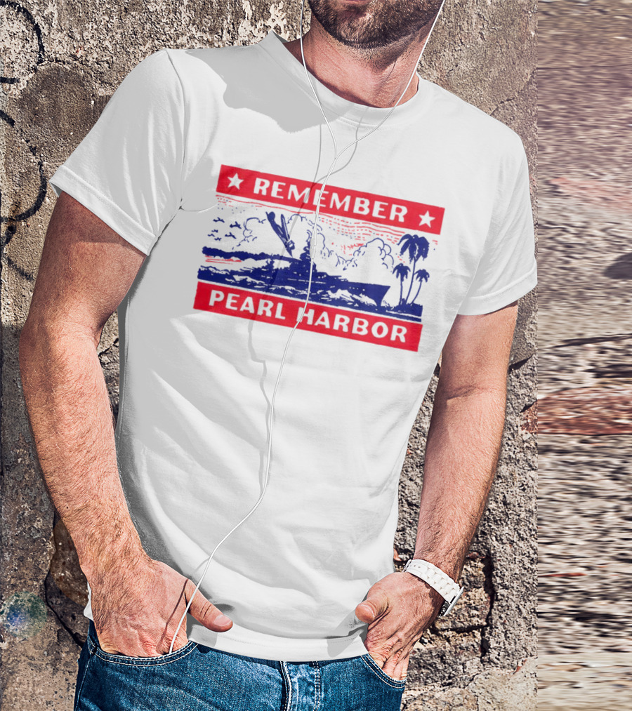 Remember Pearl Harbor 1941 Navy Ship And Palm Trees T-Shirt