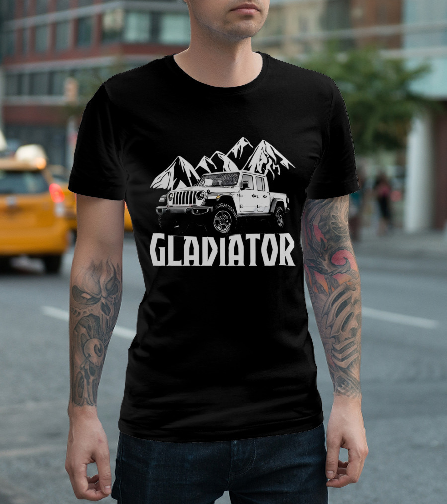 Gladiator Jeep With Mountain Background T-Shirt