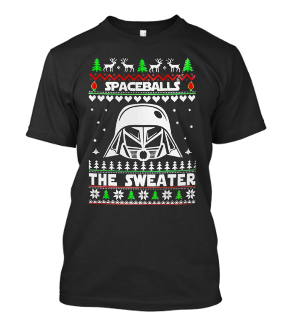 Spaceballs Darth Vader The Sweater Christmas Reindeer Snowflakes Trees T-Shirt
