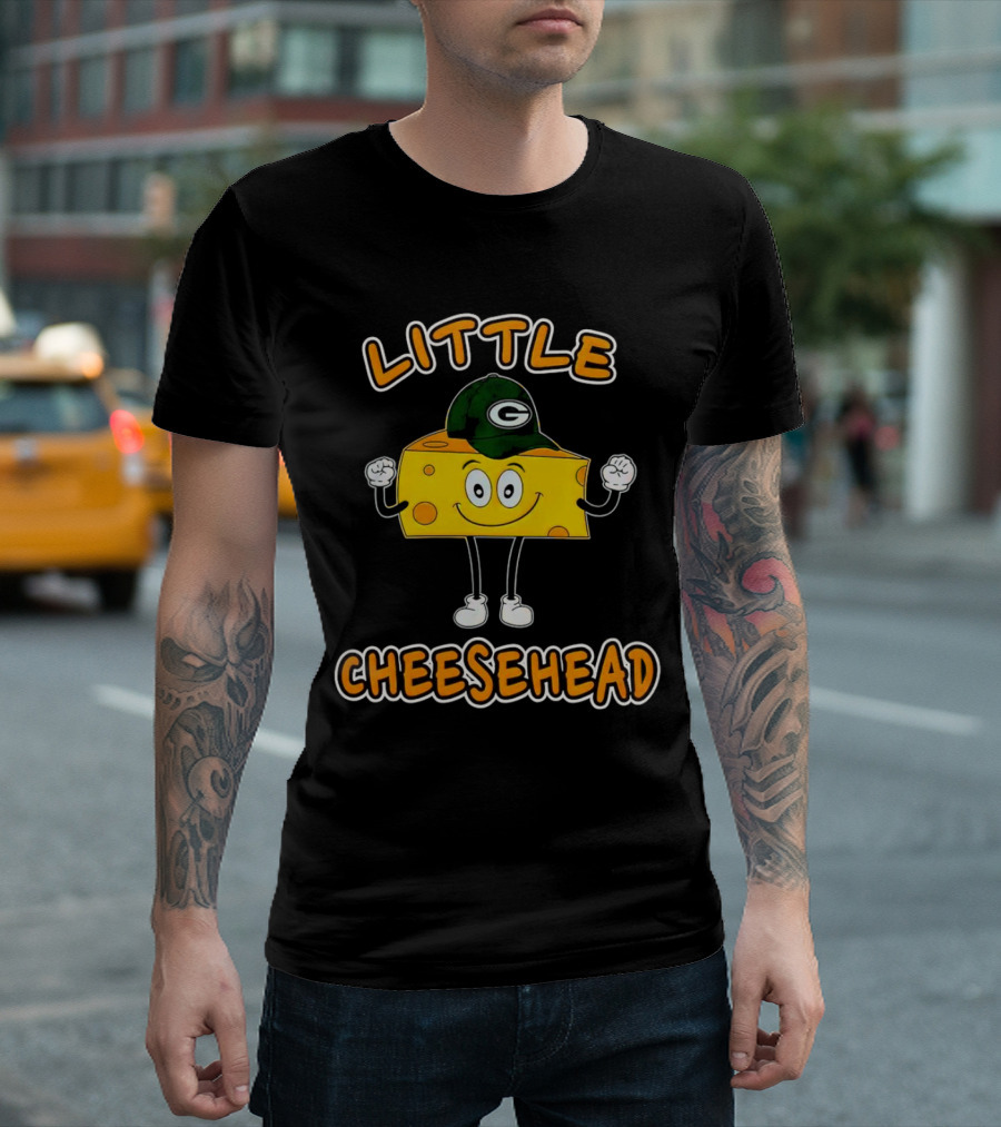 Green Bay Packers Little Cheesehead Illustration With Football Helmet T-Shirt