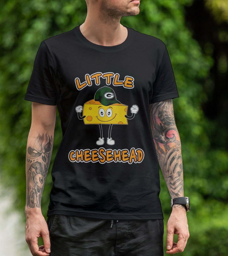 Green Bay Packers Little Cheesehead Illustration With Football Helmet T-Shirt