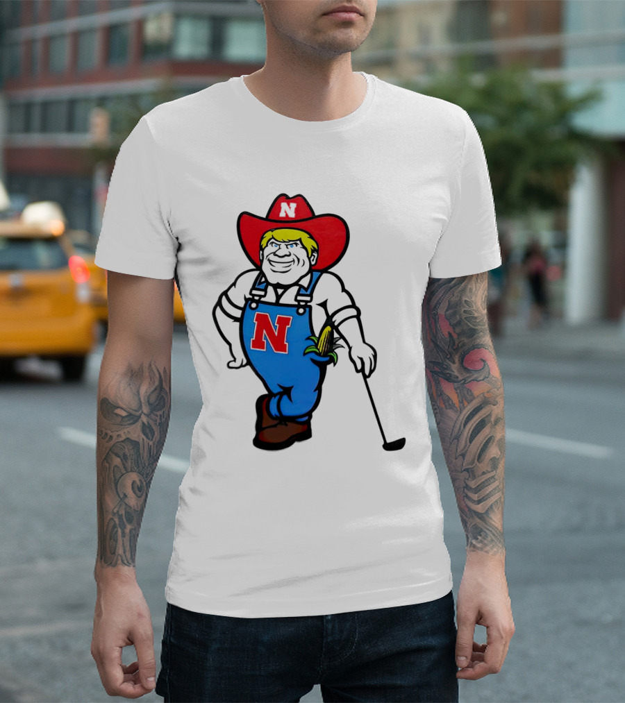 Nebraska Huskers Herbie Husker Iconic Corn Golf Character T-Shirt