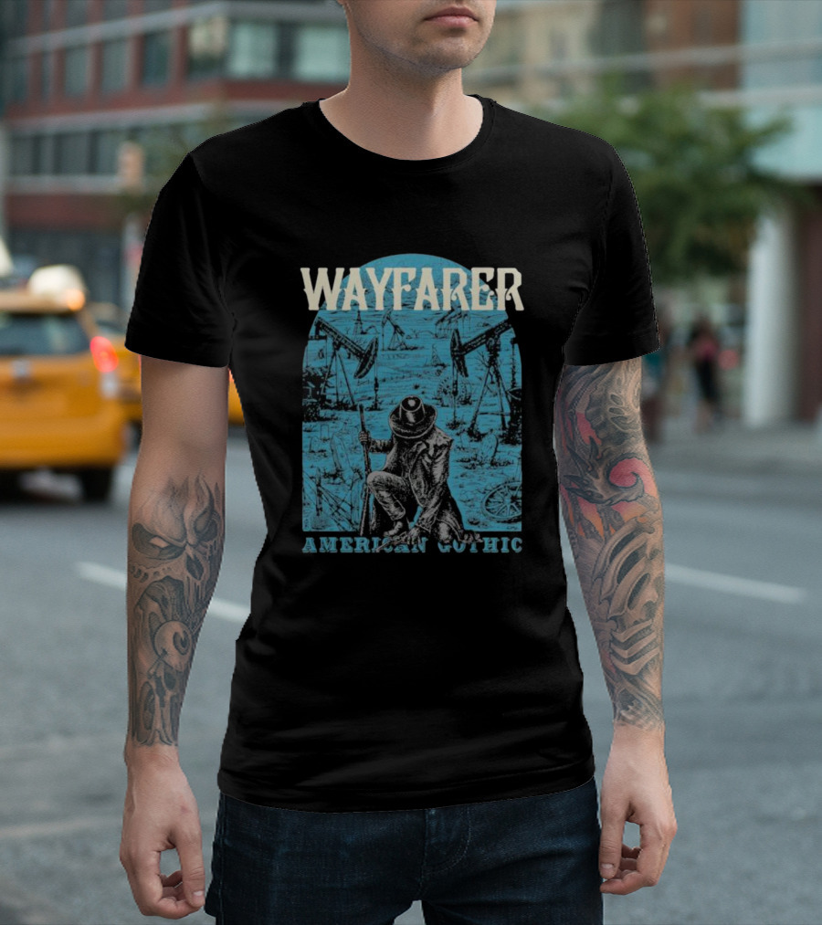 WAYFARER Oil Rig Cowboy American Gothic T-Shirt