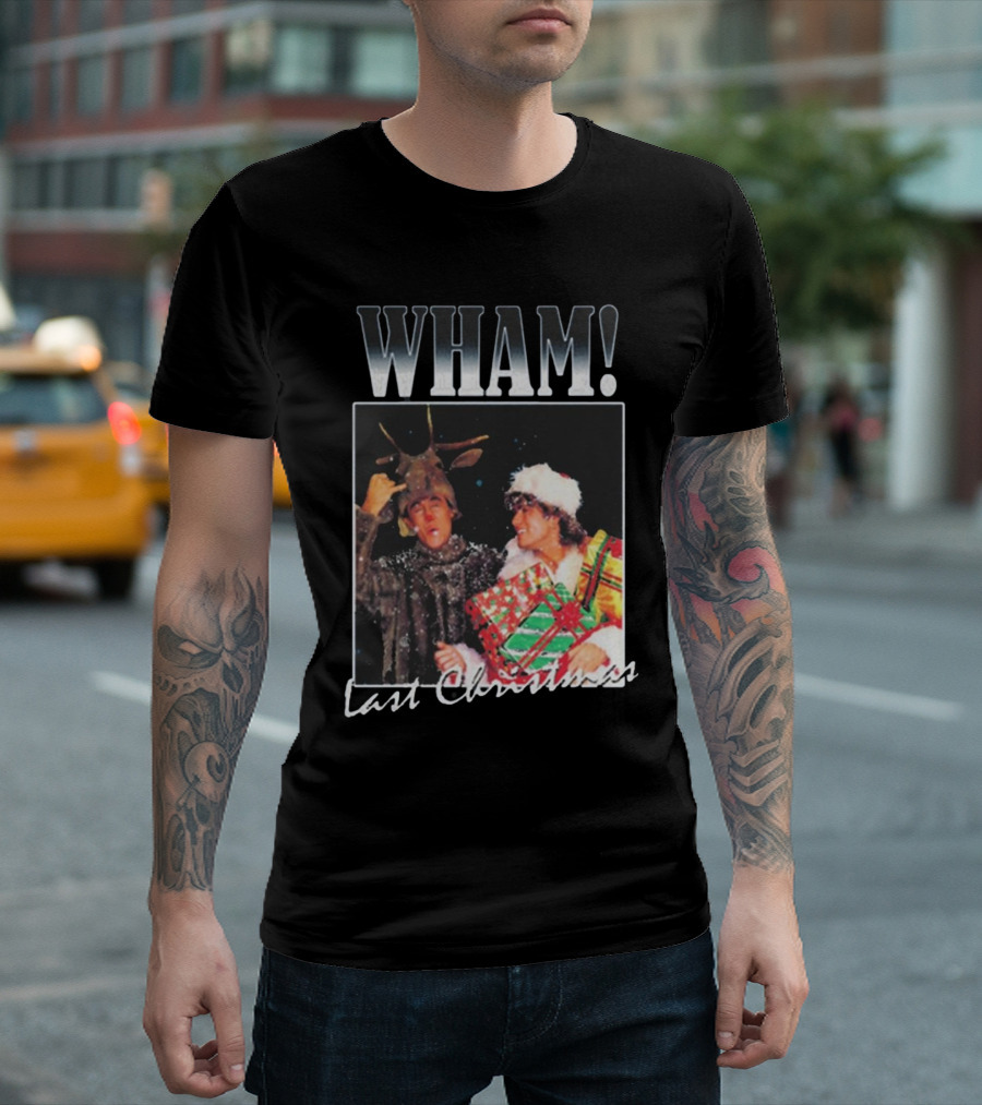 WHAM Last Christmas Reindeer And Santa Costume Scene T-Shirt