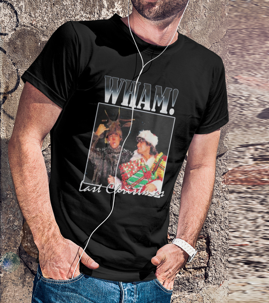 WHAM Last Christmas Reindeer And Santa Costume Scene T-Shirt