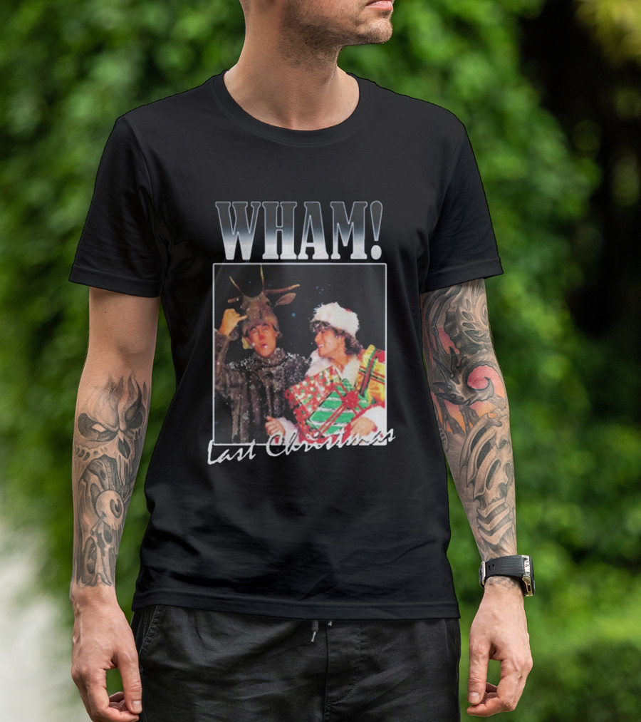 WHAM Last Christmas Reindeer And Santa Costume Scene T-Shirt