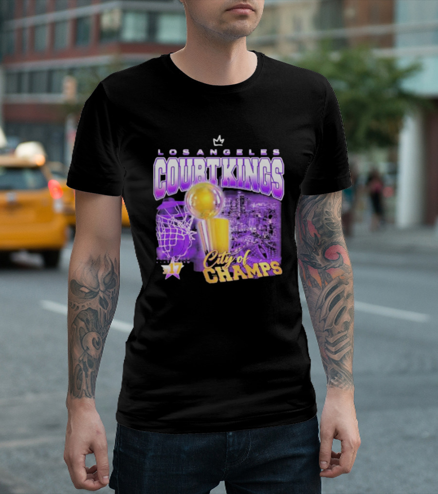 Los Angeles Court Kings City of Champs 17 Golden Trophy T-Shirt