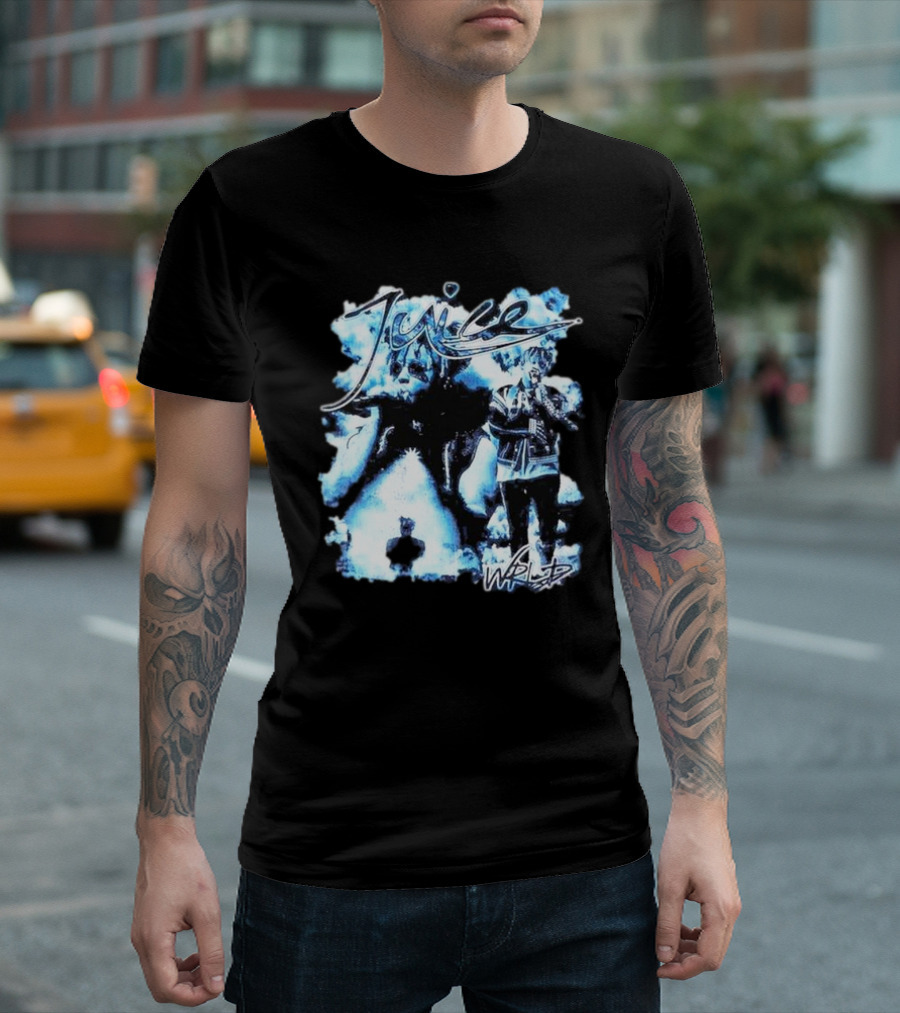 Juice Wrld Blue Collage with Signature Style Elements T-Shirt