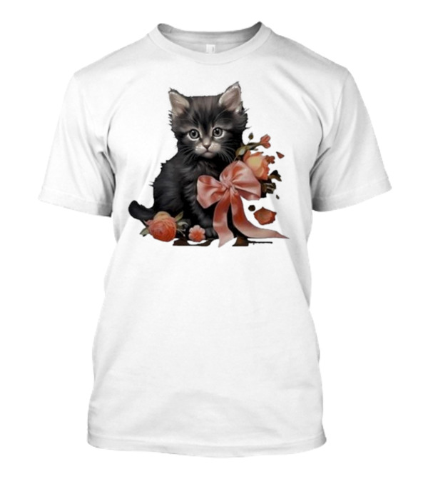 Kimchi And Miso Cute Cat With Bow And Flowers T-Shirt