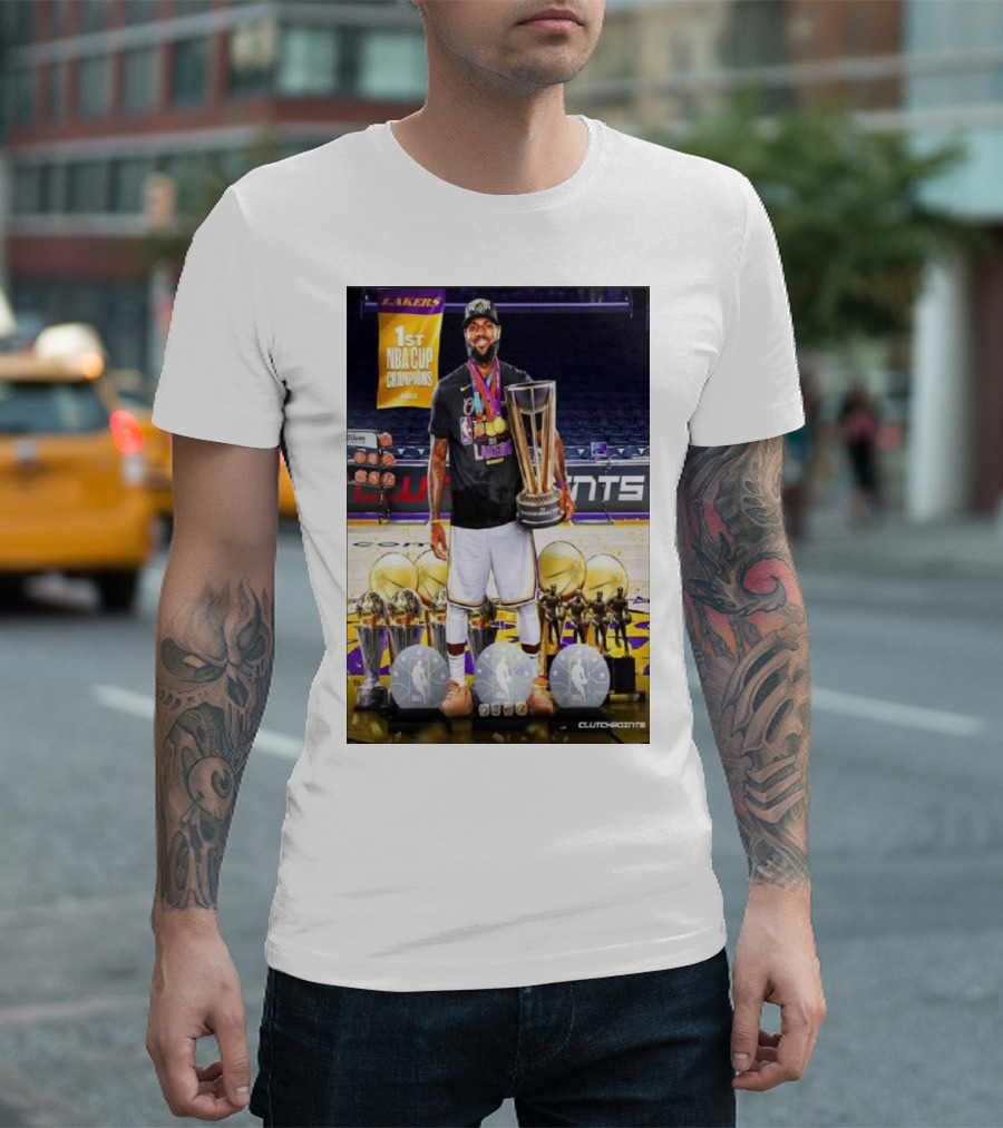 Lakers 1st NBA Cup Champions LeBron James MVP Clutchpoints T-Shirt