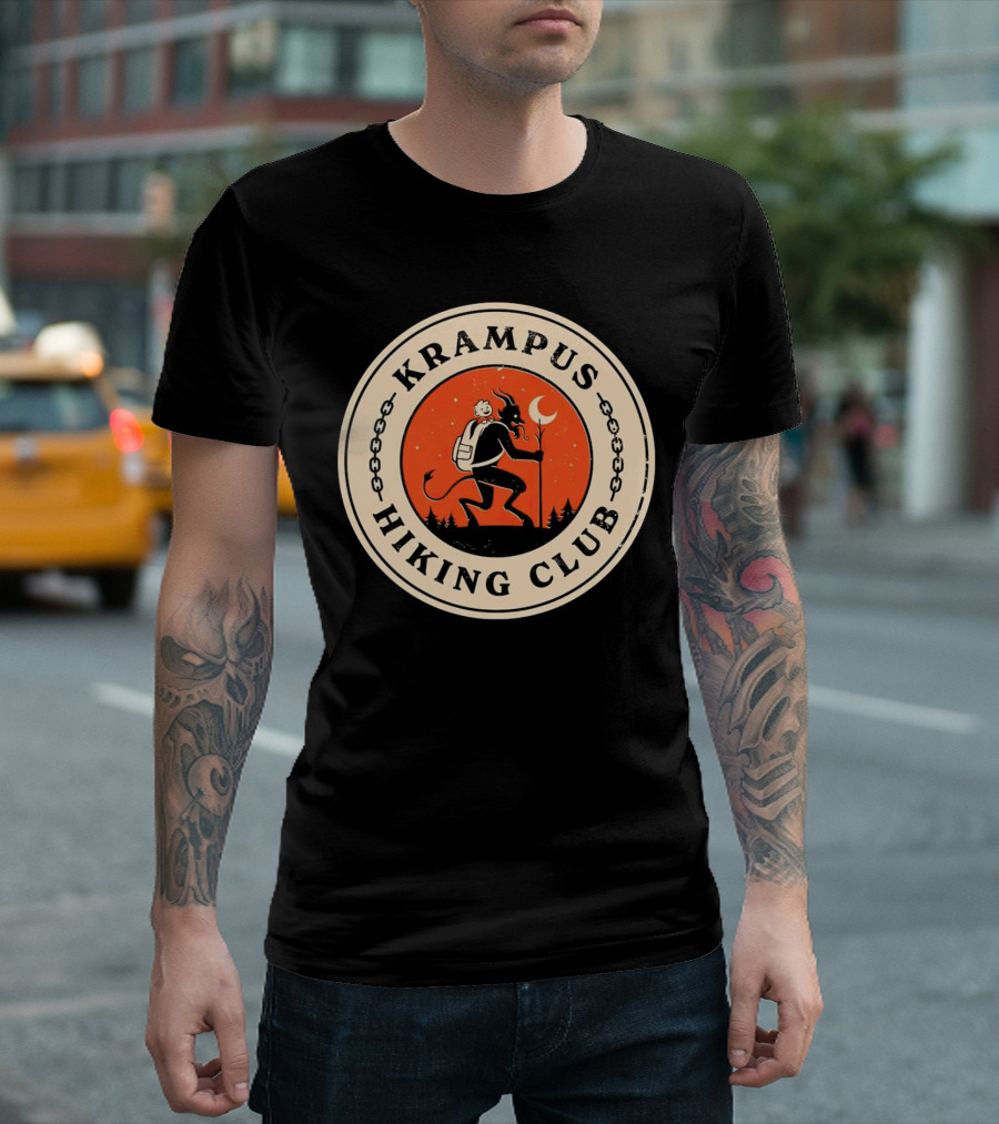 Krampus Hiking Club Moonlit Forest Adventure T-Shirt