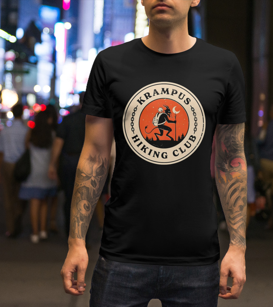 Krampus Hiking Club Moonlit Forest Adventure T-Shirt