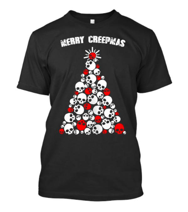 Merry Creepmas Skull Christmas Tree T-Shirt