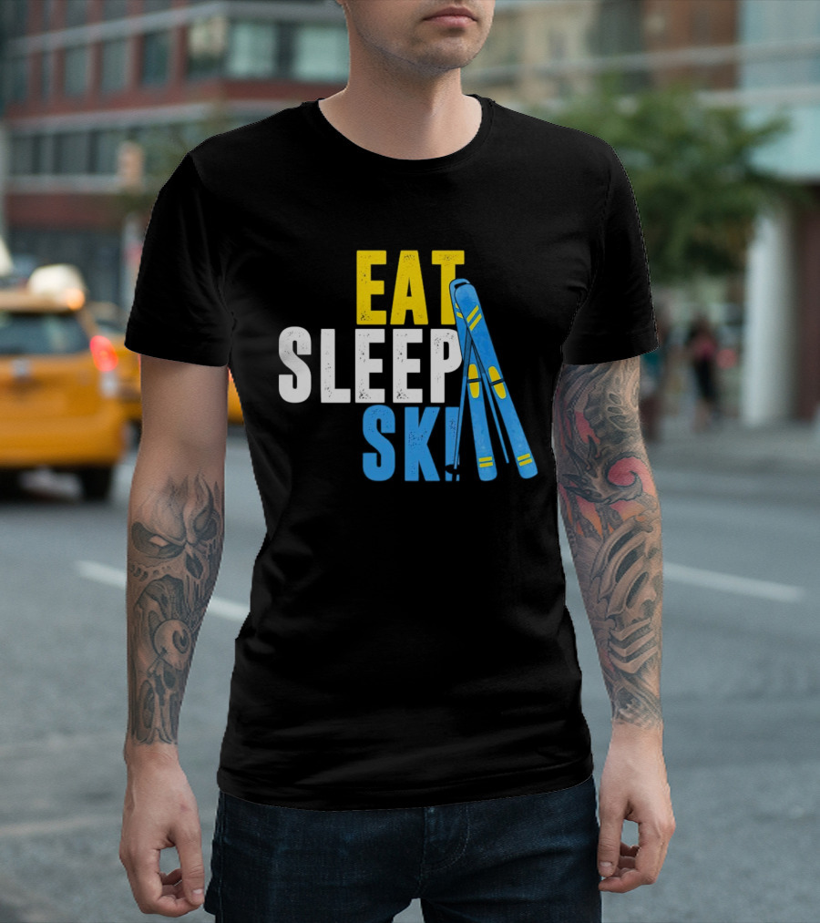 Eat Sleep Ski Skiing Ski Poles T-Shirt