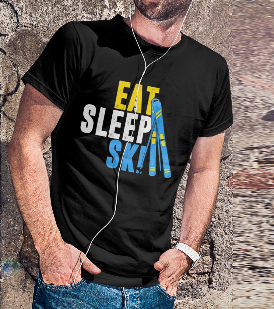 Eat Sleep Ski Skiing Ski Poles T-Shirt